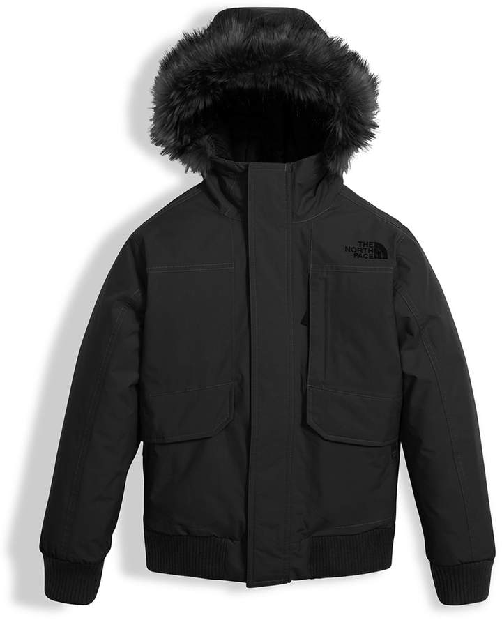 Gotham Down Hooded Jacket w/ Faux-Fur Trim, Black, Size XXS-XL