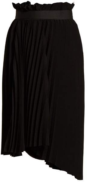 Logo-embroidered pleated skirt