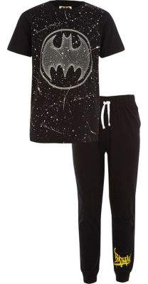 Boys black Batman print pajama set