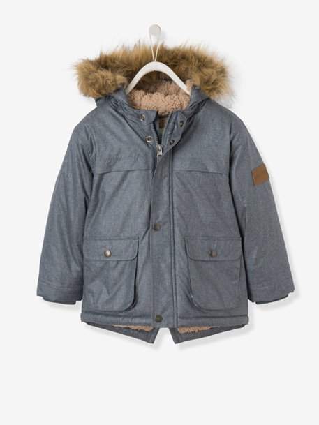 Boys' Parka with Fur Lining - blue medium mixed color