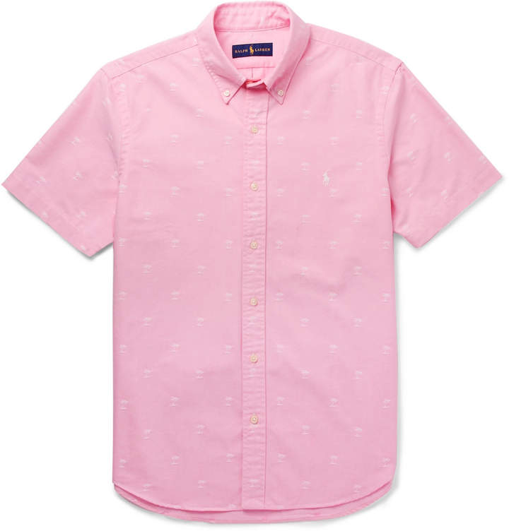 Slim-Fit Button-Down Collar Embroidered Cotton Oxford Shirt