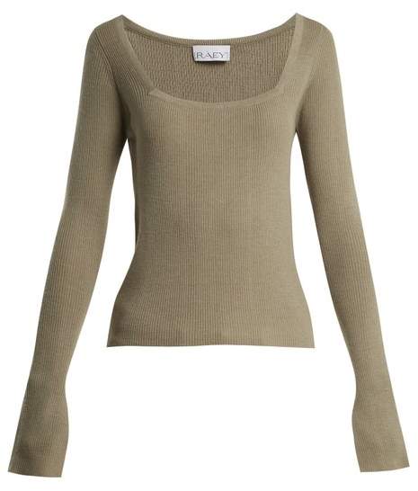 Square-neck ribbed cashmere sweater