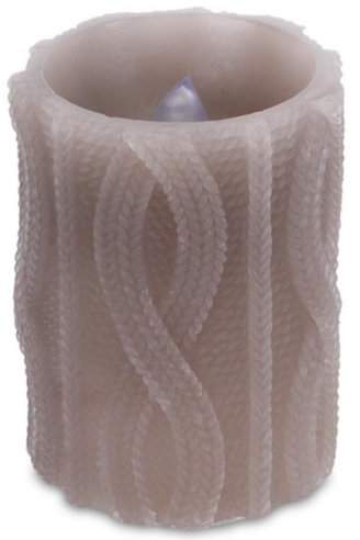 The Holiday Aisle Cable Knit Battery Operated Flameless LED Wax Christmas Pillar Candle