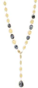 Lunaria Long Lariat Necklace With Diamonds & Black Mother Of Pearl