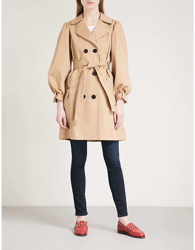 Bow-detail cotton trench coat
