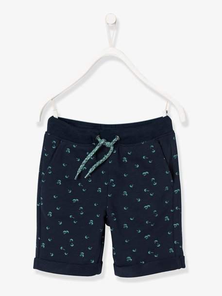 Boys' Slub Fleece Bermuda Shorts - blue dark all over printed