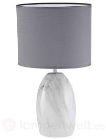 Hübsche Tischlampe Vari m. Keramikfuß weiß-grau