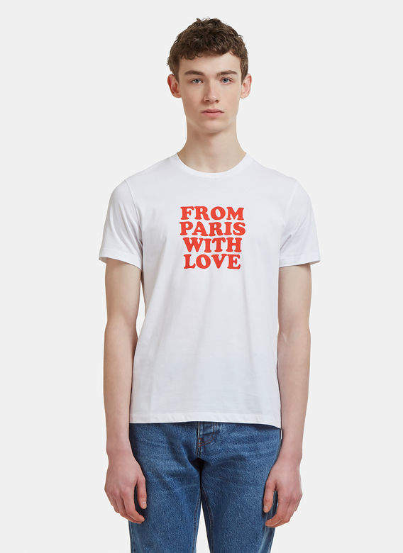 From Paris With Love Graphic Print T-Shirt in White