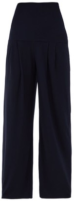 Norma Kamali High Rise Pleated Wide Leg Trousers - Womens - Navy