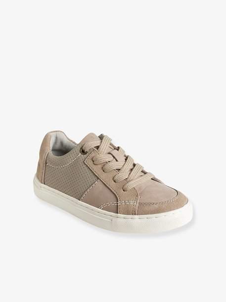 Boys' Derby Leather Shoes - beige medium solid
