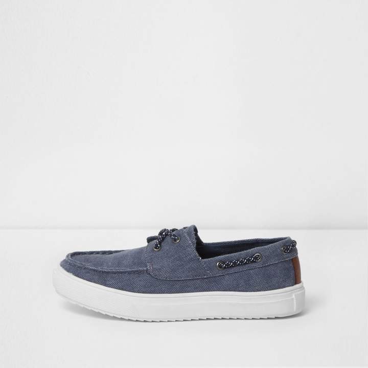 Boys Blue washed canvas boat shoes