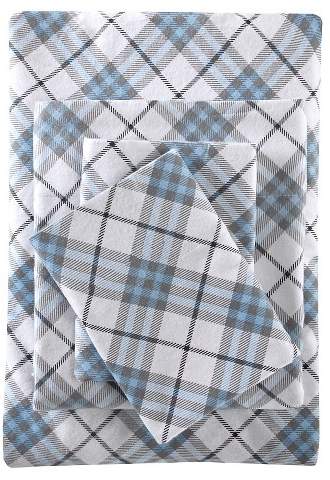 Inverness Angle Flannel Sheet Set (Queen) Blue