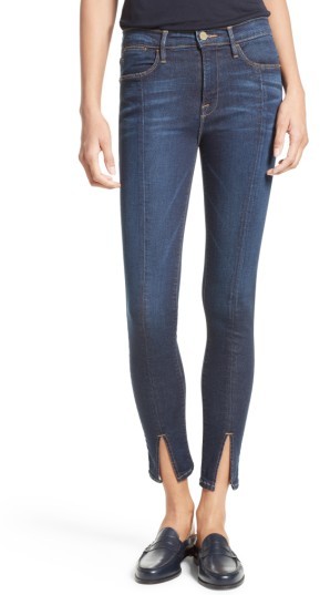 High Skinny Front Split High Waist Jeans