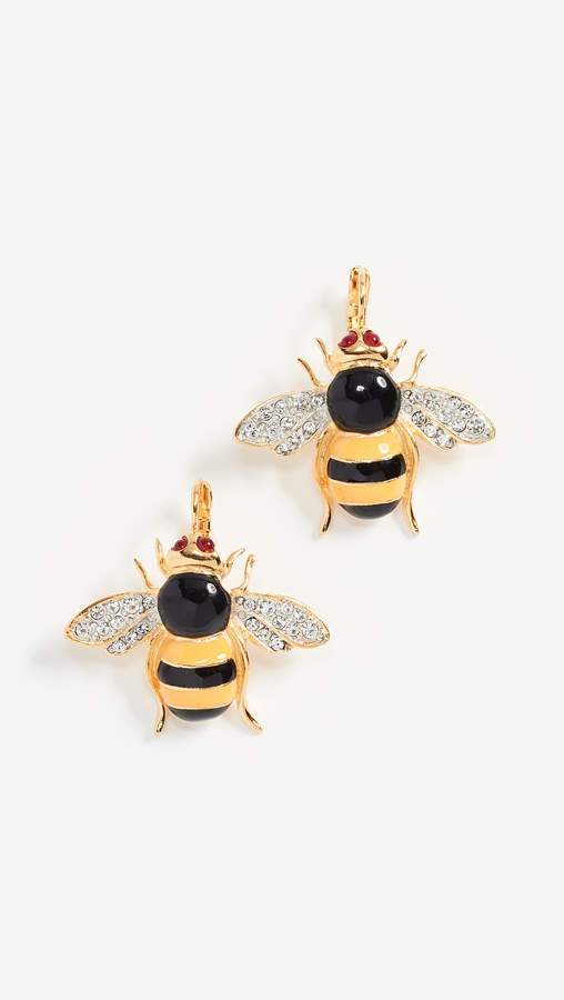 Enamel Bee Wire Earrings
