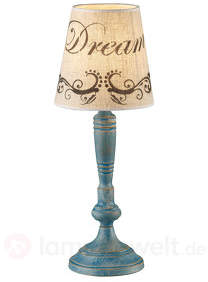 Buy Romantische Stofftischleuchte Anna, türkis antik!