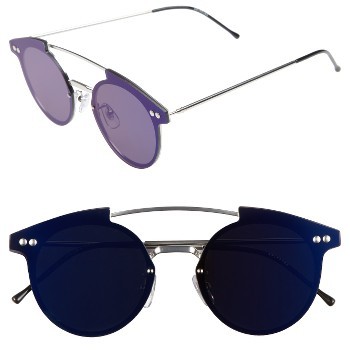 Trip Hop 55Mm Sunglasses - Silver/ Blue Mirror