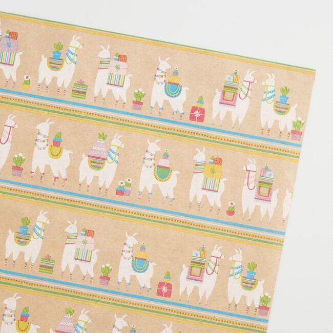 Llama Birthday Kraft Wrapping Paper Roll