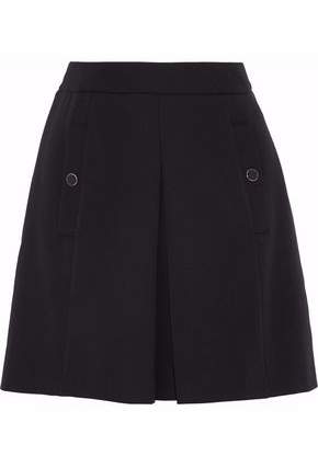 Pleated Wool Mini Skirt