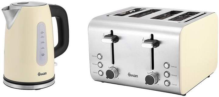 SK13151C Stainless Steel Kettle & ST70130C 4-Slice Toaster Twin Pack - Cream