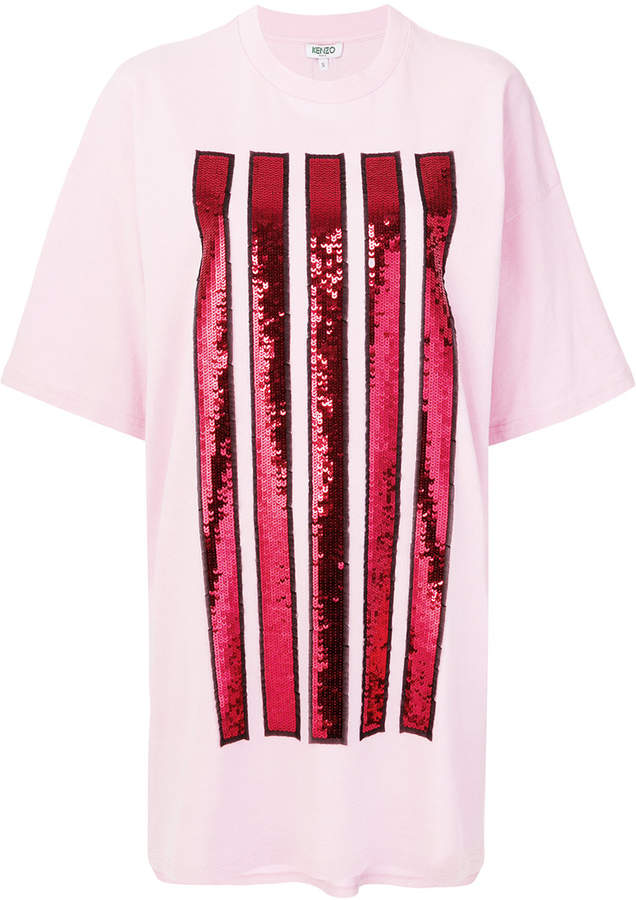 oversized sequin stripes T-shirt dress