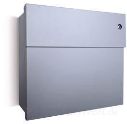 Silberner Briefkasten Letterman m. blauer Klingel