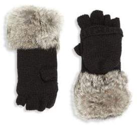 Kid's Rabbit Fur-Trim Convertible Mittens