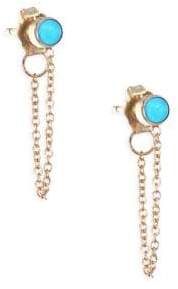 Zoe Chicco Gold Turquoise Stud Chain Earrings