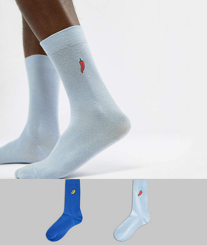 DESIGN – Socken mit aufgesticktem Essen im 2er-Pack
