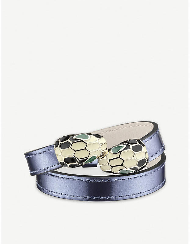 Serpenti Forever gold-plated and leather wrap bracelet