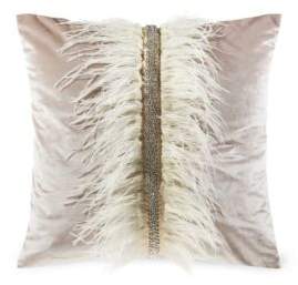 Callisto Home Velvet & Ostrich Feather Pillow