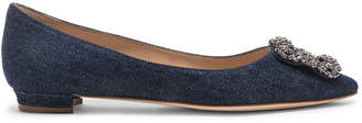 Manolo Blahnik Hangisiflat 10 Pea Flat in Jeans Delave | FWRD