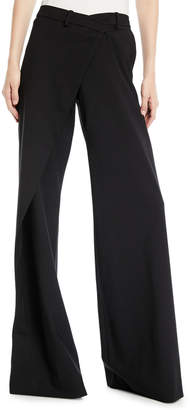 Monse Asymmetric Draped Flare-Leg Wool Pants