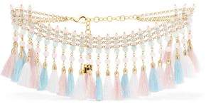 Baby Gold-Tone Raffia And Stone Necklace