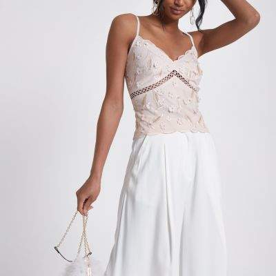 Womens Pink floral embellished bralette top