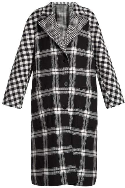 Checked reversible wool and cashmere-blend coat