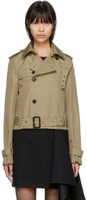 Beige Cropped Saharienne Trench Coat