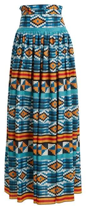 Ikat-print high-rise maxi skirt