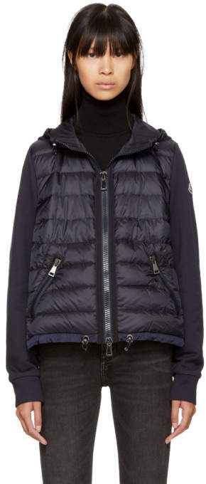 Navy Down French Terry Hooded Jacket