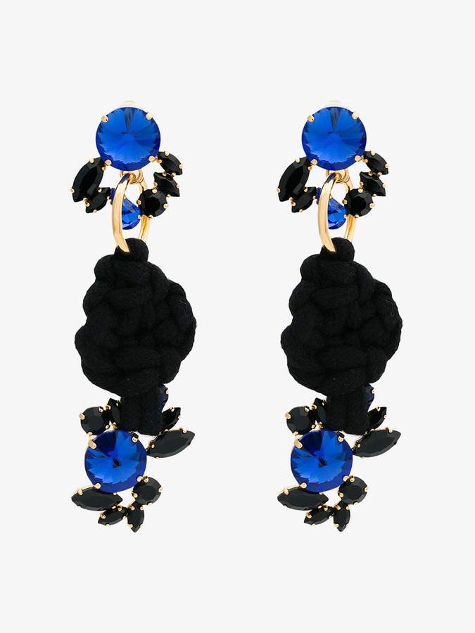 Rope knot earrings with faux jewels