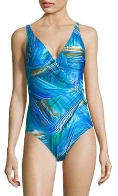 Gottex Swim Tourmaline One-Piece Surplice Swimsuit