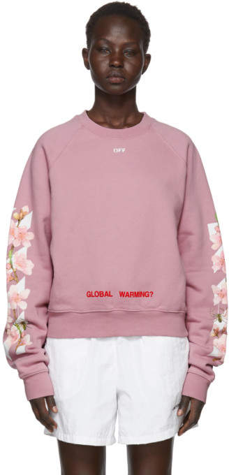 SSENSE Exclusive Pink Diagonal Cherry Crop Sweatshirt