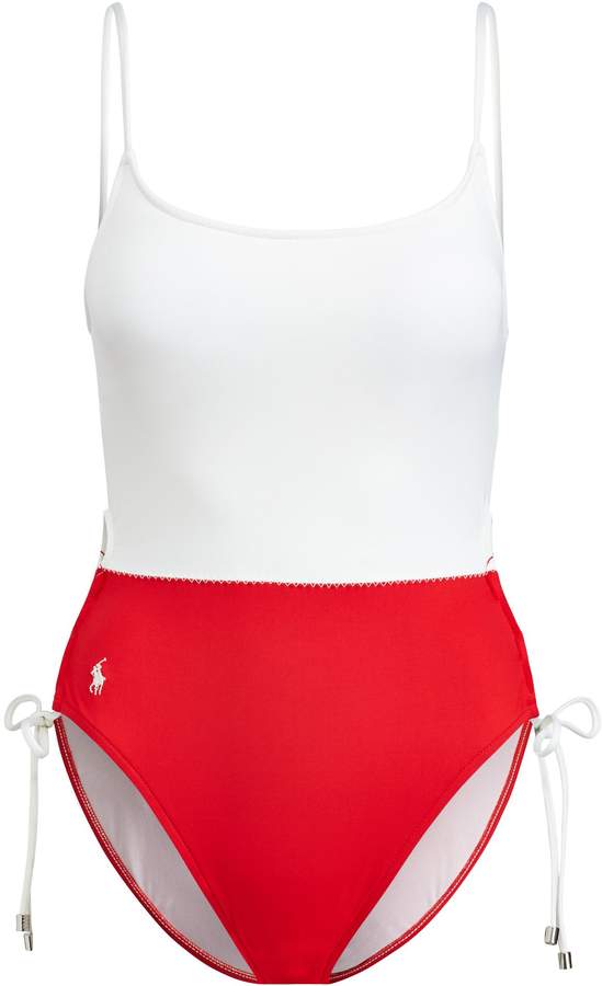 Lace-Up Color-Blocked Swimsuit