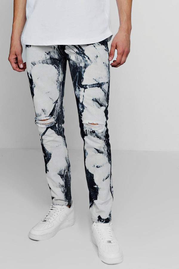Skinny Fit Jeans With Heavy Bleaching