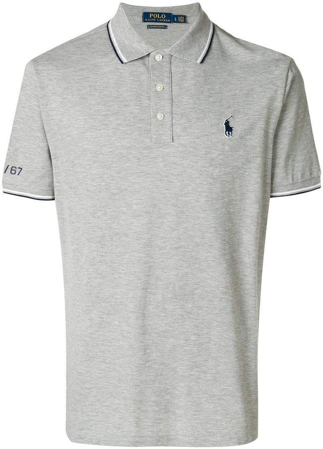 striped trim polo shirt