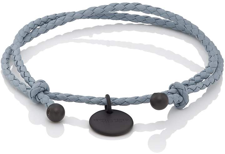 Men's Intrecciato Leather Double-Band Bracelet