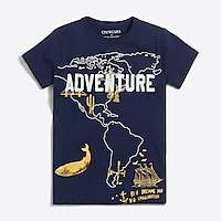 Boys' short-sleeve adventure map graphic T-shirt