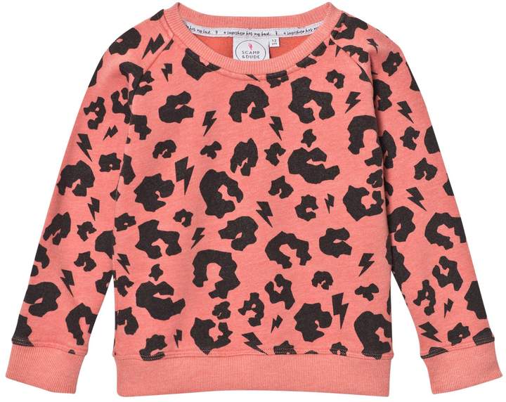 Scamp & Dude Coral Leopard Print Sweatshirt