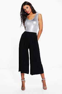 Damen Saskia Fließende, gekürzte Hose mit weitem Bein und Bundfalten in