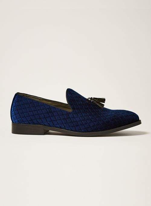 Gesteppte ‘Rana’ Loafer aus Wildlederimitat, navyblau
