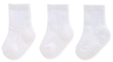 Size 0-3M 3-Pack Ribbed Basic Sock in White
